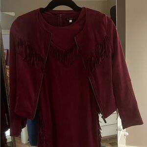 Ella Moss Girls Size 12 Fringe Ultra Suede Matching Dress and Jacket